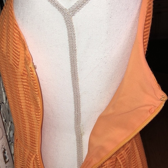 Cynthia Steffe Tangerine 🍊 Orange High Neck  Pleated Shirtwaist Sun Dress S/2 - Picture 11 of 14